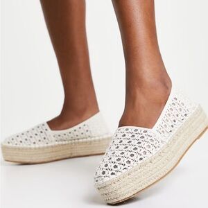 ASOS White Crochet Espadrille Platform Shoes